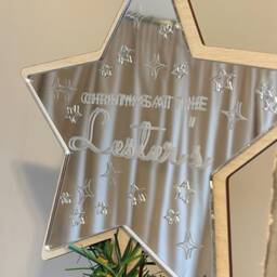 Personalised Christmas Tree Topper - Decoration Mirrored Acrylic Choose From Silver Or Gold Star - thumbnail 3