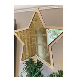 Personalised Christmas Tree Topper - Decoration Mirrored Acrylic Choose From Silver Or Gold Star