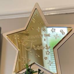 Personalised Christmas Tree Topper - Decoration Mirrored Acrylic Choose From Silver Or Gold Star - thumbnail 4