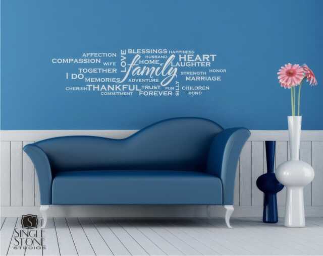 Family Wordle Wall Decal - Vinyl Text Quotes Custom Home Decor - image 1