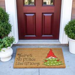 Christmas Doormat There's No Place Like Gnome Brush Door Mat Pun Front Decor Gift Xmas Festive Holidays - thumbnail 3