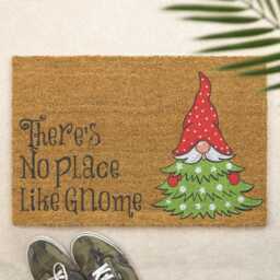 Christmas Doormat There's No Place Like Gnome Brush Door Mat Pun Front Decor Gift Xmas Festive Holidays - thumbnail 1