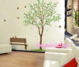 Tree Wall Decal, Nursery Decals, Decal Stickers, Art, Home Decor, Grass, Birds-Dk266 - thumbnail 1