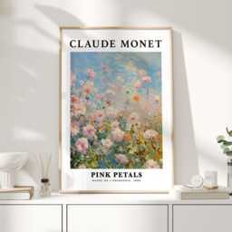 Monet Print, Museum Poster, Landscape, Gifts, Claude Monet, Exhibition Pink Art - thumbnail 1