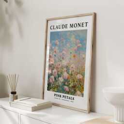 Monet Print, Museum Poster, Landscape, Gifts, Claude Monet, Exhibition Pink Art - thumbnail 3