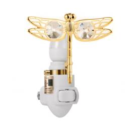 24K Gold Plated Dragonfly Handcrafted Luxury Night Light Decorated Swarovski Crystals Bedroom Bathroom Kids Room Kitchen Gift Premium Decor