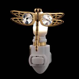 24K Gold Plated Dragonfly Handcrafted Luxury Night Light Decorated Swarovski Crystals Bedroom Bathroom Kids Room Kitchen Gift Premium Decor - thumbnail 2