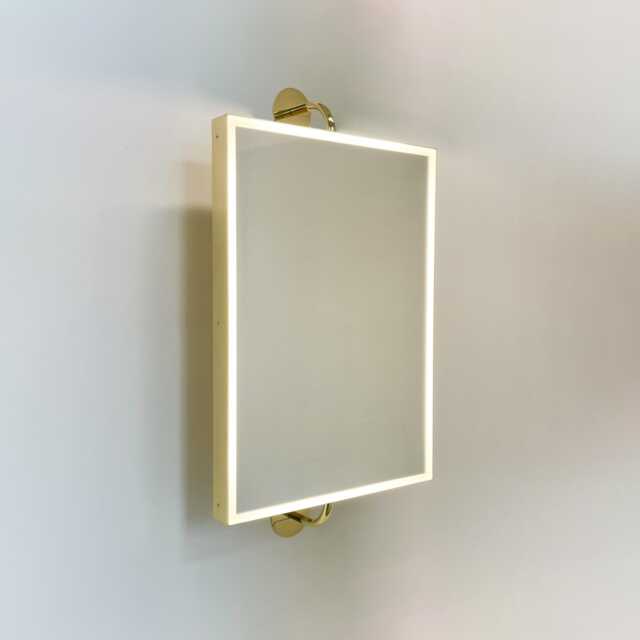 Illuminated Vorso??? Wall Attached Swivelling Rectangular Mirror With Polished Brass Frame - image 1
