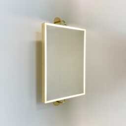 Illuminated Vorso??? Wall Attached Swivelling Rectangular Mirror With Polished Brass Frame