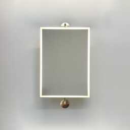 Illuminated Vorso??? Wall Attached Swivelling Rectangular Mirror With Polished Brass Frame - thumbnail 2