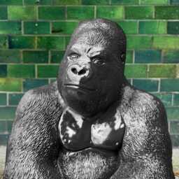 Large Black Gorilla Statue Powerful Ape Sculpture Jungle Animal Decor Outdoor Ornament Stone Figurine Realistic Art - thumbnail 3