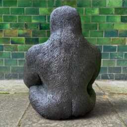 Large Black Gorilla Statue Powerful Ape Sculpture Jungle Animal Decor Outdoor Ornament Stone Figurine Realistic Art - thumbnail 4