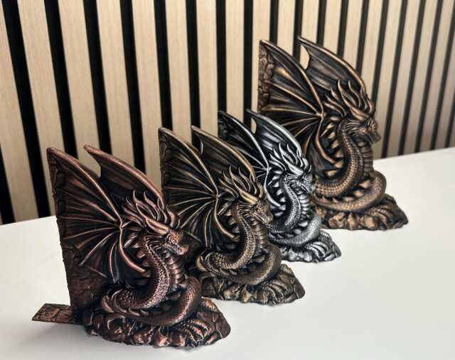 Dragon Bookends - Elegant & Unique Book Holder For Fantasy Lovers Velaris Acotar Inspired - 3D Printed Pla, Hand-Painted, Fantasy Dragon