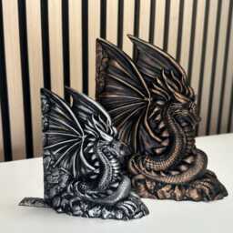 Dragon Bookends - Elegant & Unique Book Holder For Fantasy Lovers Velaris Acotar Inspired - 3D Printed Pla, Hand-Painted, Fantasy Dragon - thumbnail 3