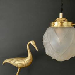 Vintage Art Deco Frosted Glass Globe Pendant Light - thumbnail 2