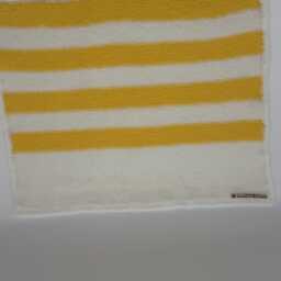 Hand Knit Baby Pram Blanket, White Lemon Stripe, Acrylic Wool, Easy Care - thumbnail 4