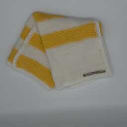 Hand Knit Baby Pram Blanket, White Lemon Stripe, Acrylic Wool, Easy Care - thumbnail 3