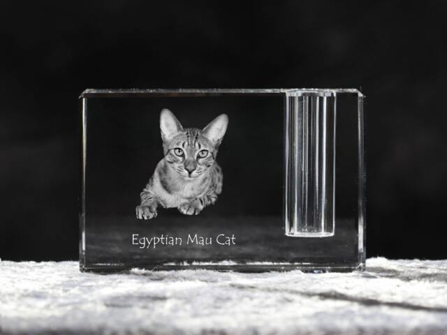 Egyptian Mau , Crystal Pen Holder With Cat, Souvenir, Decoration, Limited Edition, Collection - image 1