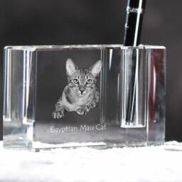 Egyptian Mau , Crystal Pen Holder With Cat, Souvenir, Decoration, Limited Edition, Collection - thumbnail 3