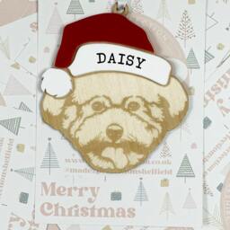 Personalised Pet Christmas Bauble/Ornament With Name -Dog - Bichon Frise 011 - Tree Hanging Bauble Decoration Animal - thumbnail 3