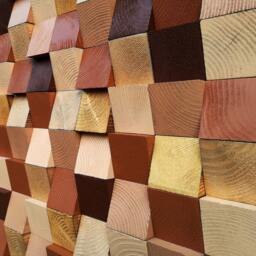 Handmade Geometric Wood Mosaic Wall Art Japandi Sculpture - thumbnail 2