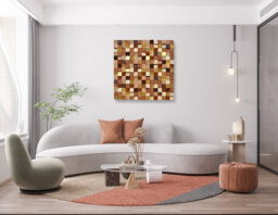 Handmade Geometric Wood Mosaic Wall Art Japandi Sculpture