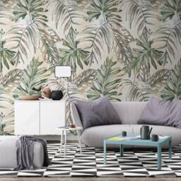 Nordic Minimalist Ins Tropical Plant Leaves Pallpaper Plants Wall Mural Decor - thumbnail 2