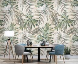 Nordic Minimalist Ins Tropical Plant Leaves Pallpaper Plants Wall Mural Decor - thumbnail 1
