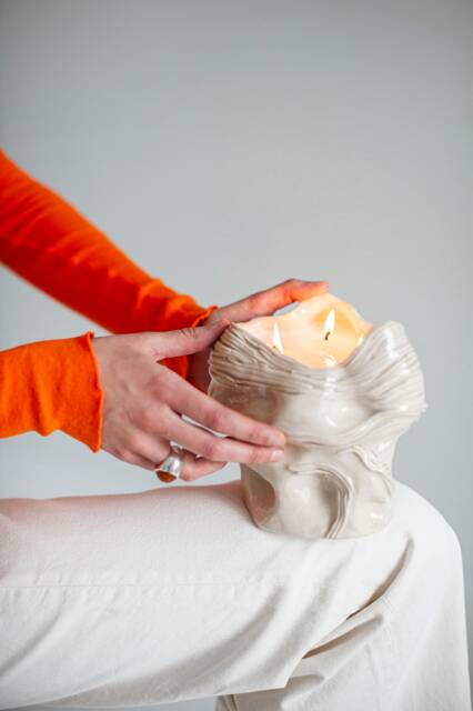 Handmade Ceramic Sculptural Candle - Sculpture Textured Candle Design Home Decor Vessel Wedding Gift - image 1