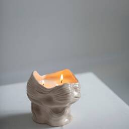 Handmade Ceramic Sculptural Candle - Sculpture Textured Candle Design Home Decor Vessel Wedding Gift - thumbnail 3