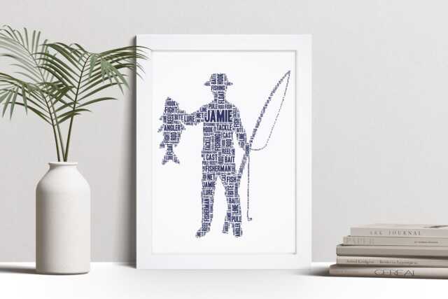 Personalised Fisherman Word Art Print, Fishing Gift, Custom Wall Framed Picture, Present For Him, Men Nl - image 1