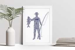 Personalised Fisherman Word Art Print, Fishing Gift, Custom Wall Framed Picture, Present For Him, Men Nl - thumbnail 1