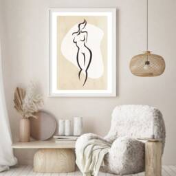 Woman Line Drawing, Single Art, Female Art Print, Body Abstract Drawing Feminine Poster, Neutral Wall Decor - thumbnail 2