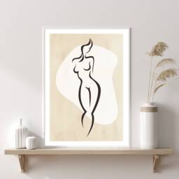 Woman Line Drawing, Single Art, Female Art Print, Body Abstract Drawing Feminine Poster, Neutral Wall Decor - thumbnail 1