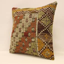 Throw Pillow 16x16 Turkish Textile Cover Home Living Design Boho Vintage Rustic Throw Covers Old Cushion 4Kf-383 - thumbnail 3