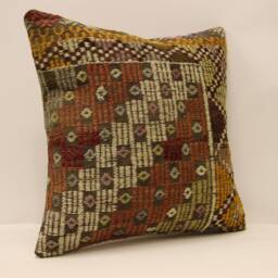 Throw Pillow 16x16 Turkish Textile Cover Home Living Design Boho Vintage Rustic Throw Covers Old Cushion 4Kf-383 - thumbnail 2