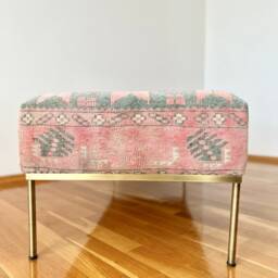 Vintage Kilim Bench, Ottoman Living Room Benches - thumbnail 3