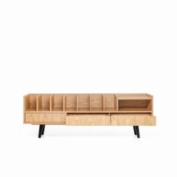 "Open Cabinet For Vinyl Records & Books Oak ""Poppy" - thumbnail 3