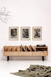 "Open Cabinet For Vinyl Records & Books Oak ""Poppy" - thumbnail 1