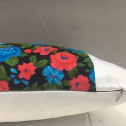 Floral Ikat Pillow Cover, Handwoven Silk Cushion - 12x20 - thumbnail 4