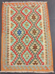 Classic Kilim Rug, Handwoven Artisan Afghan Turkish Aztec Sheep Wool Rug 146x96 cm - thumbnail 1