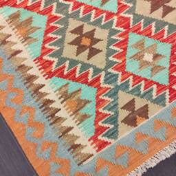 Classic Kilim Rug, Handwoven Artisan Afghan Turkish Aztec Sheep Wool Rug 146x96 cm - thumbnail 4