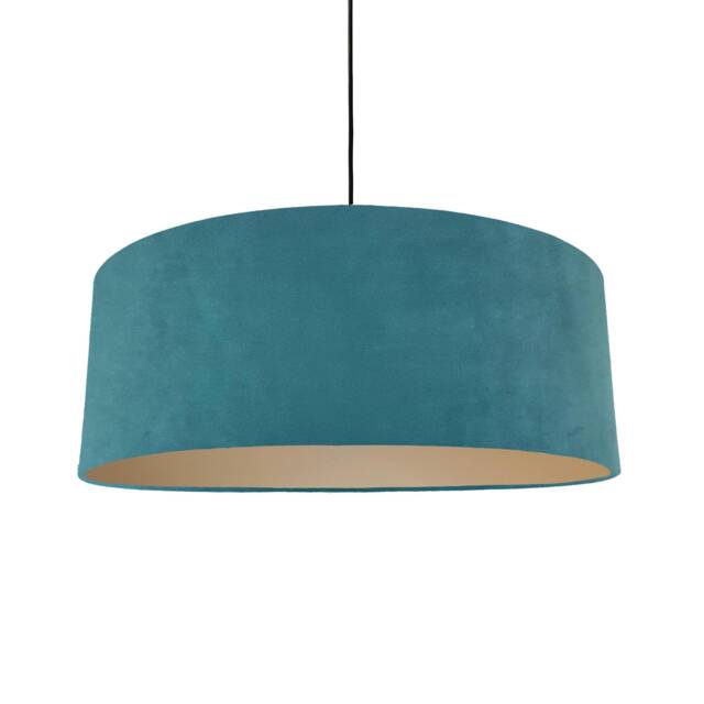 Extra Large Teal Blue Velvet Lampshade With Champagne Lining - image 1