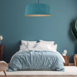 Extra Large Teal Blue Velvet Lampshade With Champagne Lining - thumbnail 2