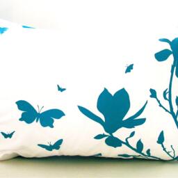 Teal Magnolia & Butterflies Pillow Silkscreened Cotton Accent Pillow - thumbnail 2