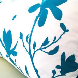 Teal Magnolia & Butterflies Pillow Silkscreened Cotton Accent Pillow - thumbnail 4