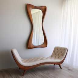 Asymmetric Solid Wood Mirror - Organic Wall Frame Rustic Bathroom & Living Room Decor Walnut - thumbnail 1