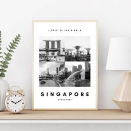 Singapore Wall Art, Four Photo Design, Aesthetic Landmark Home Decor Print, Unique Art For Office Decor, Housewarming Gift - thumbnail 2