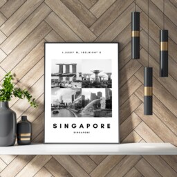 Singapore Wall Art, Four Photo Design, Aesthetic Landmark Home Decor Print, Unique Art For Office Decor, Housewarming Gift - thumbnail 3