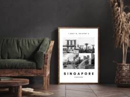 Singapore Wall Art, Four Photo Design, Aesthetic Landmark Home Decor Print, Unique Art For Office Decor, Housewarming Gift - thumbnail 1